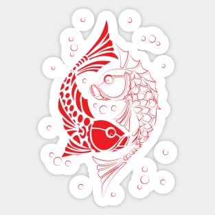 Red and white koi fish. Symbol of good luck Sticker